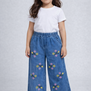 GIRL FLOWER JEANS PANT