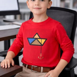 RED YACHT BOY COTTON SHIRT