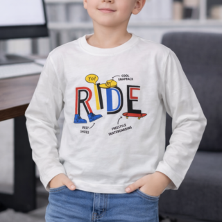 WHITE RIDE BOY COTTON SHIRT
