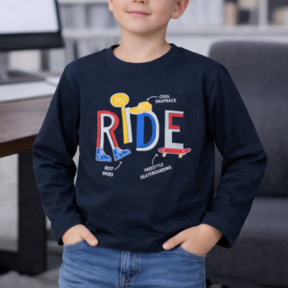 BLACK RIDE BOY COTTON SHIRT