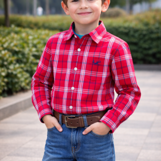 PINK CHECK BOY COTTON SHIRT