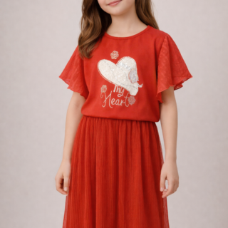 RED MODERN GIRL LYCRA DRESS